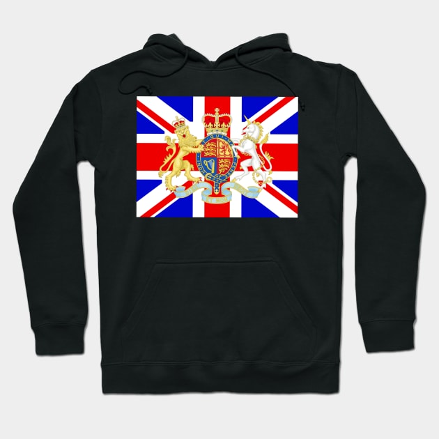 UK coat of arms flag Hoodie by AidanMDesigns